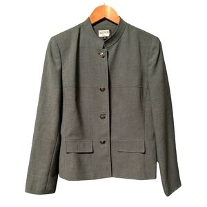 Kasper Gray Collarless Classic Blazer Jacket Career Office sz. 10 M